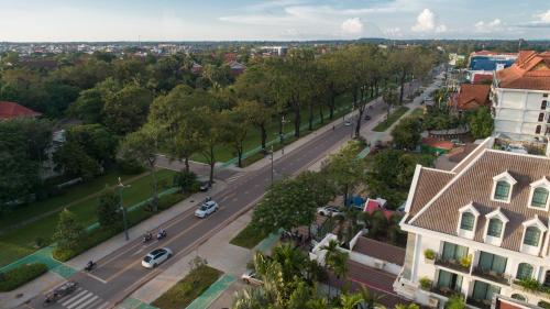 an aerial view of a street in a town at People by The Community in Siem Reap