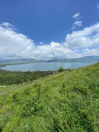 a grassy hill with a view of a lake at HOTEL N1 in Yerevan
