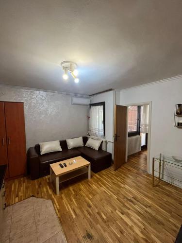 een woonkamer met een bank en een salontafel bij Jelena in Novi Sad