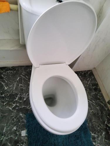 a bathroom with a white toilet in a stall at Haven Home in Bristol