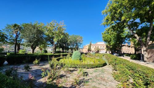 a garden with plants and a building in the background at Apartamentos MIRADOR DEL TRANSITO in Toledo
