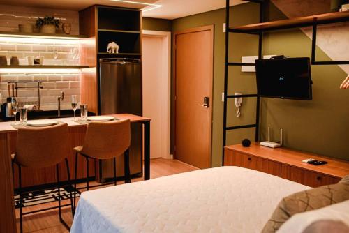 Køkken eller tekøkken på Loft com vista para o Parque Una