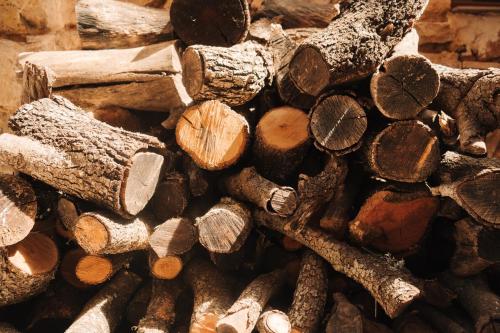 a pile of chopped wood in a pile at Casa Rural El Capricho de Flor in Fontanosas
