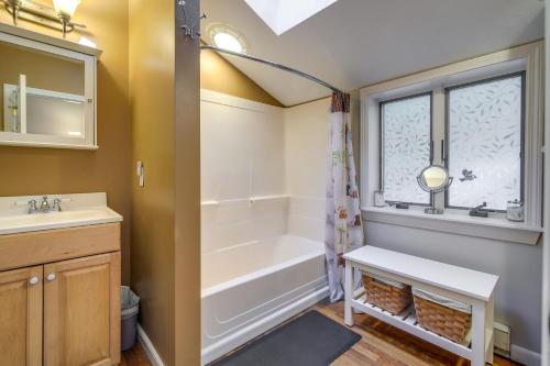 A bathroom at Quiet Plymouth Cottage on Great South Pond!