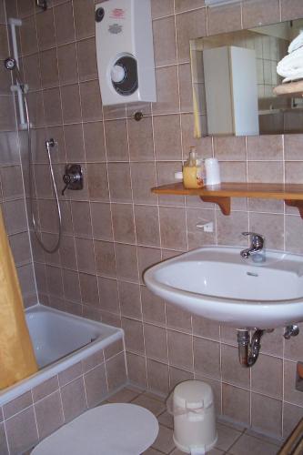 y baño con lavabo, aseo y ducha. en Ferienwohnung Hecking en Tréveris