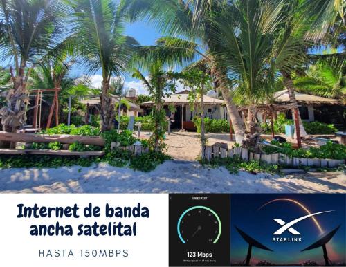 a view of the resort from the beach at Lunazul Eco-Cabaña Frente al Mar in Mahahual