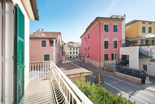 a view of a city street from a balcony at Dai Baccino in Celle Ligure