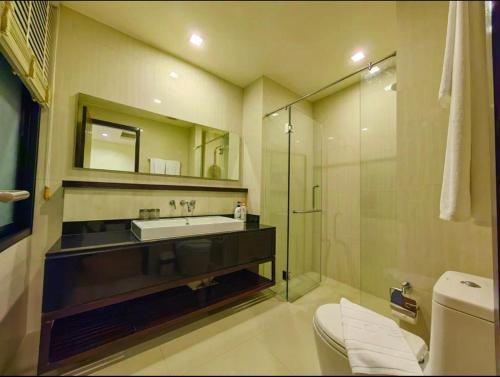 a bathroom with a sink and a shower at Laguna Park, BangTao Laguna in Bang Tao Beach