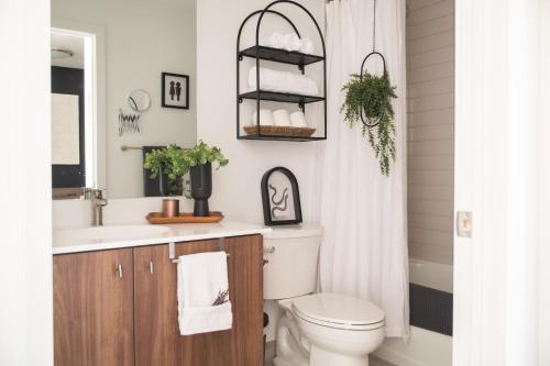 a bathroom with a toilet and a sink at The Union B24 in Kitchener