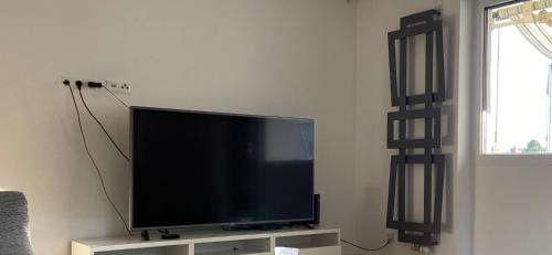 TV at/o entertainment center sa Luxury apartment with air conditioning & Jaccuzzi near Frankfurt Wiesbaden