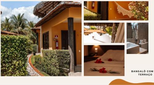 a collage of pictures of a house at Long Beach in Canoa Quebrada