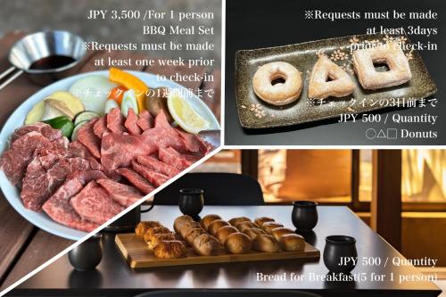 a collage of two pictures of food on a table at TEMPLESTAY ZENSŌ in Chiyodamachi