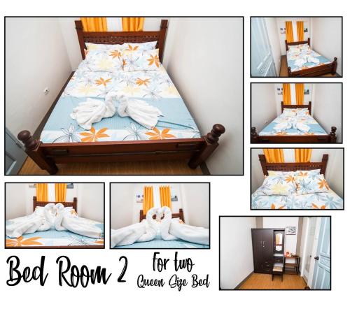 eine Collage mit Bildern eines Schlafzimmers mit einem Schlafzimmer für 2 Personen in der Unterkunft Heavenly Angels Transient in Santa Rosa