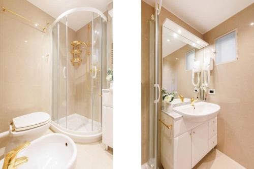 une salle de bain avec toilettes, lavabo et douche dans l'établissement Top floor 2 beds 2baths, à Cannes