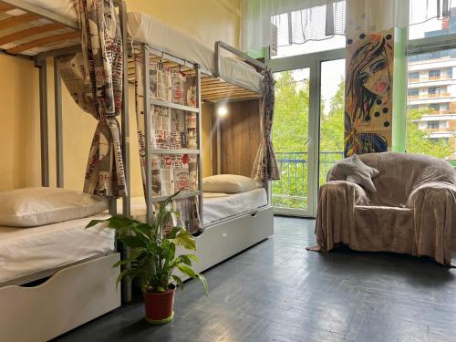 Postelja oz. postelje v sobi nastanitve Amely Hostel