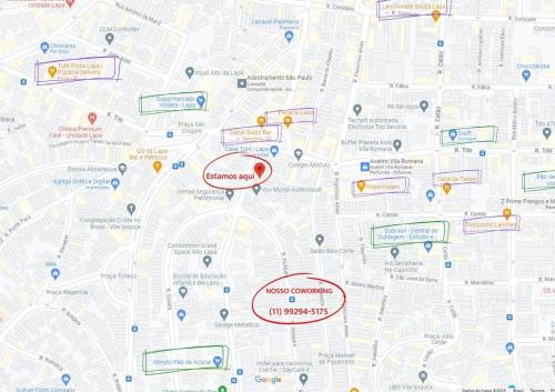 a close up of a map of a city at Estúdios Conteiners de 02 a 04 hóspedes região lapa in São Paulo