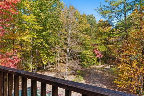 a view from a deck in the fall at Relax at Saddleback in Mill Spring