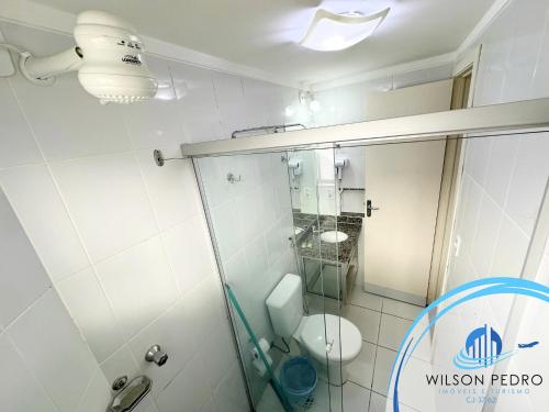 卡爾達斯諾瓦斯的住宿－Lacqua diRoma V，一间带卫生间和玻璃淋浴间的浴室