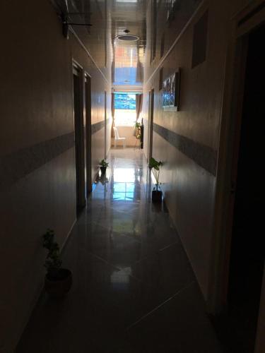 un pasillo con macetas en el suelo de un edificio en Hotel Indigo en Cartago