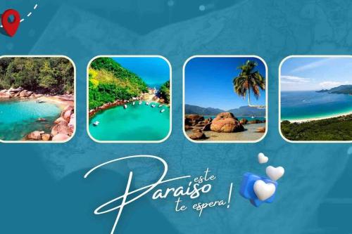 un collage de fotos de la isla de Karijini para aparecer en BLUE HOUSE CONEXÃO ILHA GRANDE en Ilha Grande