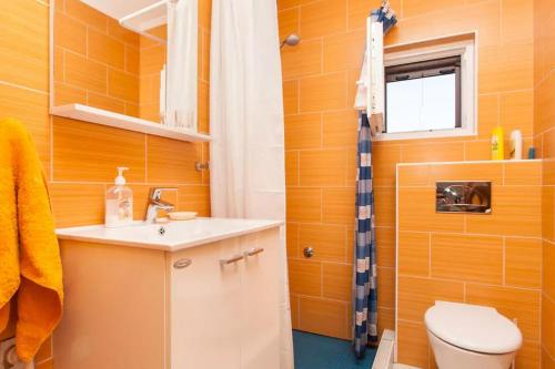 a bathroom with a toilet and a sink at Apartments with a parking space Ravni, Labin - 12891 in Ravni