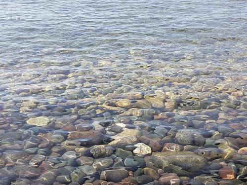 un gruppo di rocce sulla riva dell'acqua di Villa Secchi bifamiliare sul mare IUNP4784 a Sorso