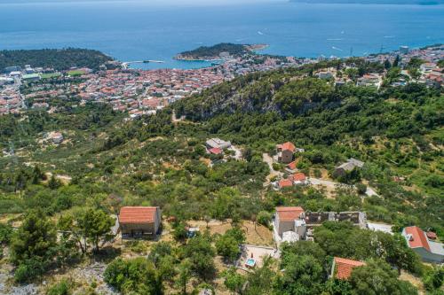 an aerial view of a town on a hill at Holiday home Fetiva Makar in Makarska