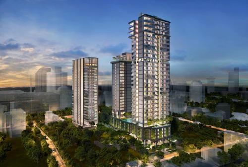 a rendering of two tall buildings in a city at NEW Charming 2BR Apartment in Central Jakarta in Jakarta