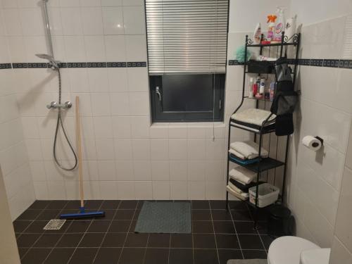 bagno con doccia e servizi igienici. di Leuke tussenwoning a Hoogkarspel