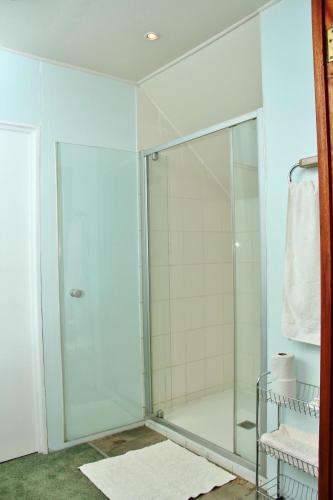 a shower with a glass door in a bathroom at CHANTILLY in Ceres