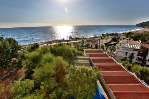 an aerial view of a beach with the ocean at Club Hotel Anjeliq in Alanya