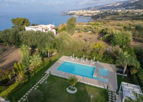 an aerial view of a villa with a swimming pool at La Dimora degli Angeli in Tropea