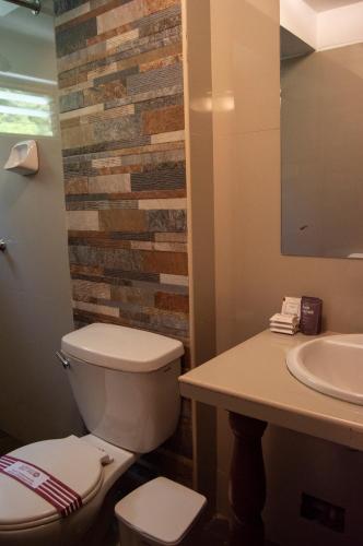 a bathroom with a toilet and a sink at Santuario Machupicchu in Machu Picchu