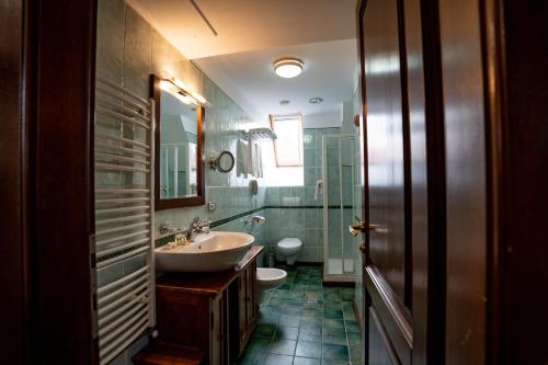 a bathroom with a sink and a toilet at House of Dracula Hotel in Poiana Brasov