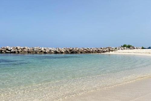 a beach with a bunch of rocks in the water at Paradise Point Villa Negril in Orange Bay