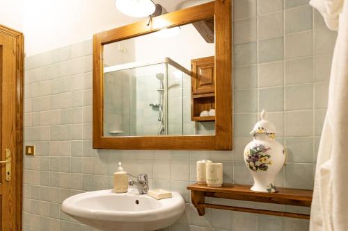 a bathroom with a sink and a mirror at Agriturismo LaPievuccia in Castiglion Fiorentino
