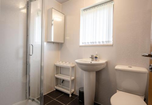 a bathroom with a sink and a toilet and a shower at Number 4 in Fort William