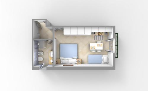 aometric view of a small apartment with a room at Residence Glicini in Finale Ligure