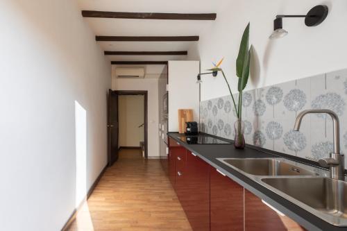 een keuken met een wastafel en een aanrecht bij iFlat Trevi Fountain's roomy&friendly apartment in Rome