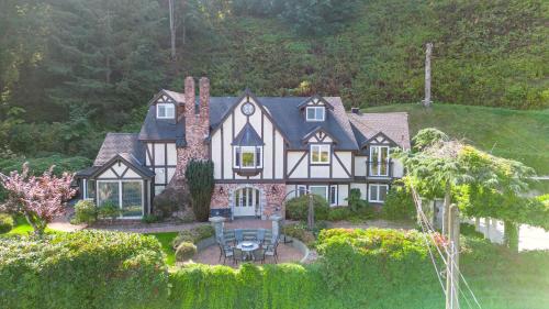 an aerial view of a large house at Grand English Style Home in Chilliwack