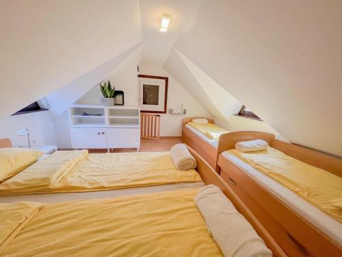 a room with three beds in a attic at Villy Holiday House Terme Čatež in Čatež ob Savi