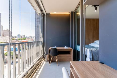 Balkón nebo terasa v ubytování Studios Novíssimos com Piscina no Rooftop e vista para o Allianz Parque