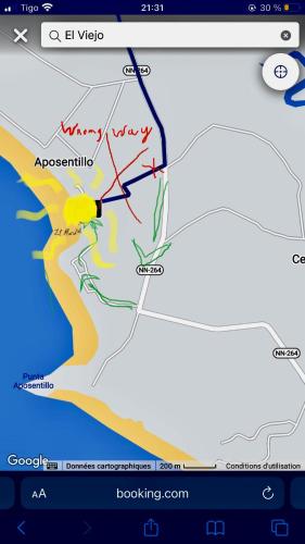a map of the attack on the island at El Marabu Chill'n Surf in Aposentillo