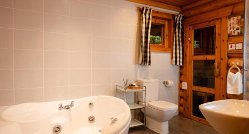a bathroom with a tub and a toilet and a sink at Beaver Creek Lodge in Aviemore