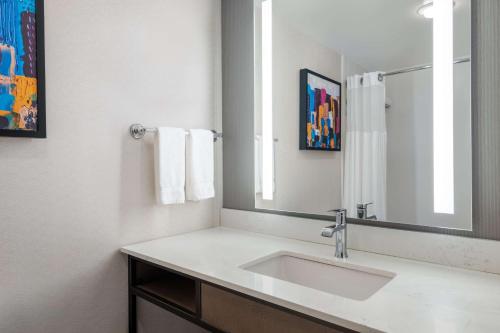 a bathroom with a sink and a mirror at Hilton Garden Inn Montgomery East in Montgomery