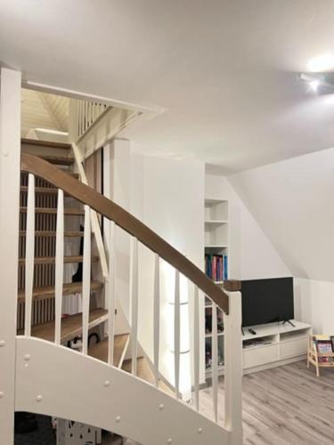 Televisyen dan/atau pusat hiburan di Design Apartment in Carolinensiel