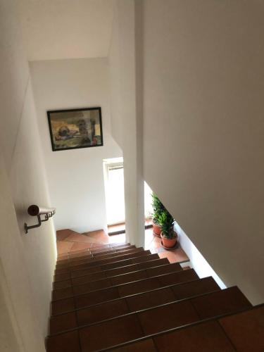 a staircase in a house with a stair case at Stan u samom centru Obrenovca, na Trgu 2 in Obrenovac