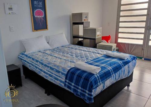 Ліжко або ліжка в номері Aparta Estudio Celeste un solo ambiente