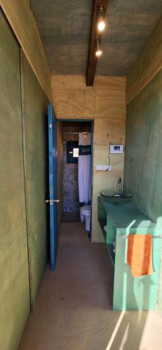聖佩德羅·德·阿塔卡馬的住宿－Qhapaq Ñam Catarpe，一间带水槽和卫生间的小浴室