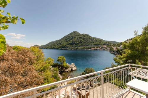 a view of a lake from a balcony at Apartments and Rooms Nike in Sobra